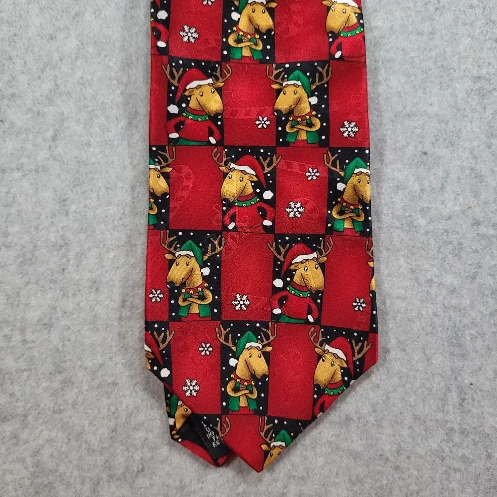 Vtg‎ Hallmark Reindeer Red Mens Neck Tie Approx 57